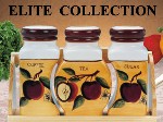 Ceramic 3-pc Canister Set With Wooden Tray