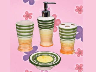 Ceramic Stripe Color Bathroom Accessory Set