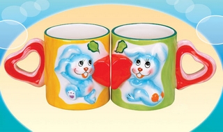 Ceramic Valentine's Rabbit Mugs (set of 2)