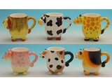 Ceramic Animal Mugs  (set of 6)