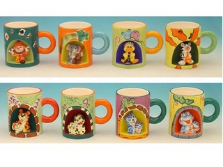 Ceramic Animal Mugs  (set of 8)
