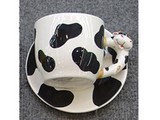 Ceramic Cow Cup and Saucer