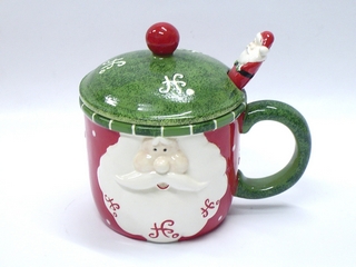Ceramic Hoho Santa Sugar pot with Spoon