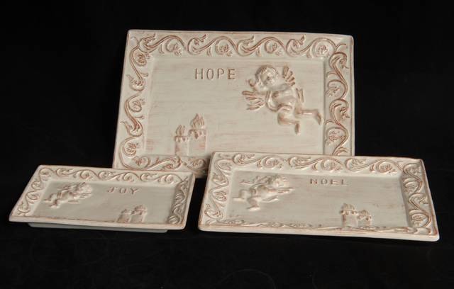 Ceramic Rectangular Platter Set,3pcs