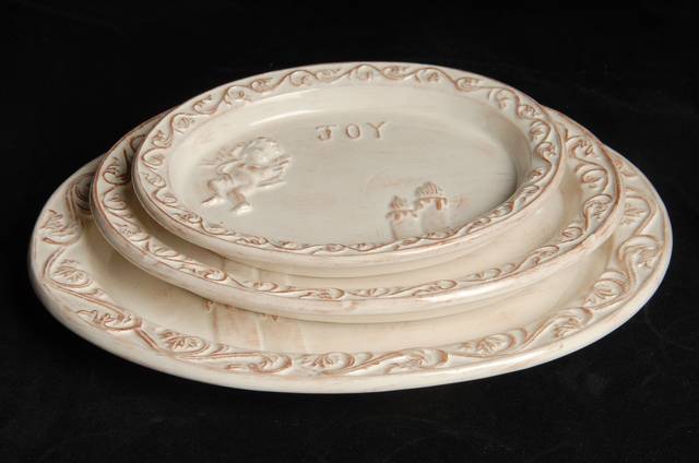 Ceramic Oval Platter Set,3pcs