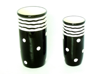 Small Ceramic Black White Utensil Holder