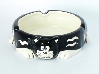 Ceramic Black Cat Ashtray