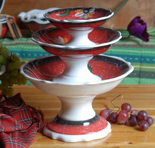 Ceramic Pedestal Bowl Set,3pcs