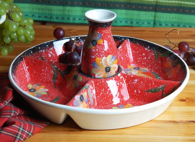 Ceramic Serve Plate with Fondue Folk