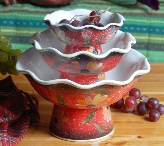 Ceramic Pedestal Bowl Set,3pcs