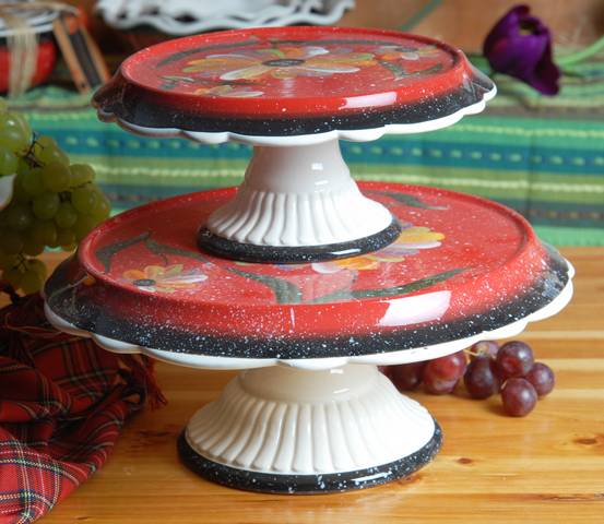 Ceramic Pedestal Cake Plate,2pcs