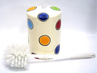 Ceramic Dot Color Toilet Brush Holder(with Brush)