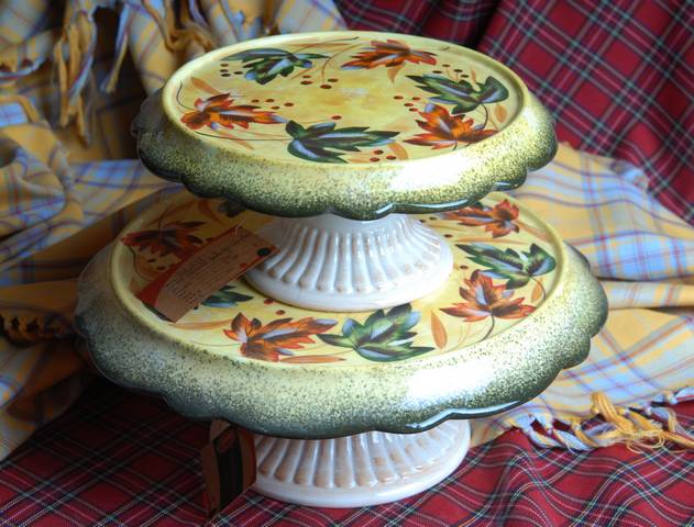 Ceramic Pedestal Cake Plate,2pcs