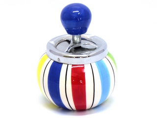 Ceramic Stripe Color Ashtray with spin o matic top function