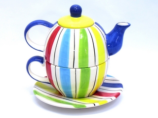 Ceramic Stripe Color Tea for One Set
