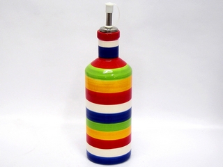Ceramic Round Stripe Color Olive Bottle