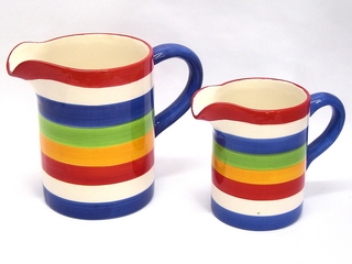 Small Ceramic Round Stripe Color Pitcher
