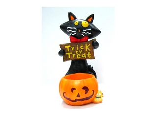 Ceramic Halloween Pumpkin Cat Candy Bowl