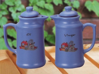 Stoneware Oil and Vinegar Bottle