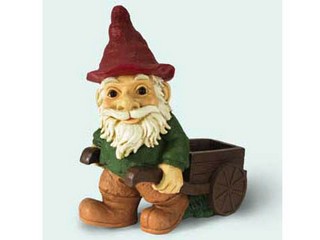 Polyresin Gnome with Cart Planter