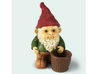 Polyresin Gnome with Basket Planter