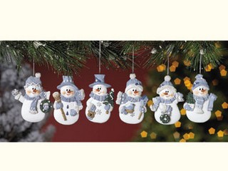 Resin Blue Snowman Ornaments