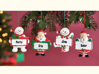 Resin Santa and Snowman Ornaments
