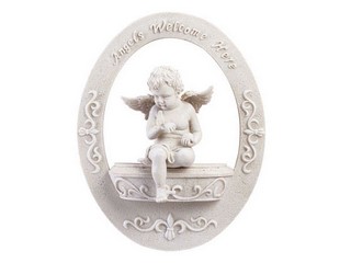 Polyresin Angels Welcome Cherub Wall Plaque