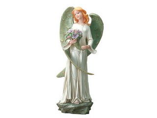 Polyresin Angel Statue W/Bouquet