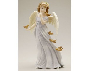 Resin Angel Figurine with Songbirds