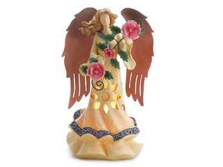 Polyresin Angel Holding Flowers Light