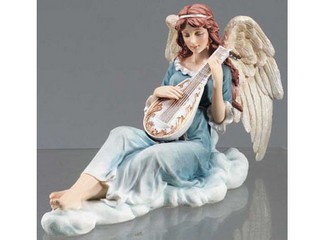 Polyresin Angel Figurine with Lute