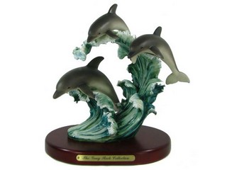 Polyresin Leaping Dolphins Figurine