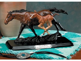 Polyresin Thoroughbred Figurine with Foal