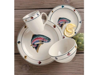 Porcelain Rainbow Trout 16-Piece Dinnerware Set 