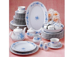 Porcelain Blue 49-Piece Porcelain Dinnerware Set 