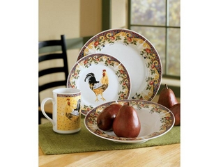 Porcelain Rooster 16-pc Dinnerware 