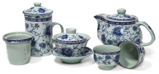 Porcelain 10-pc Blue Dragon Tea Set