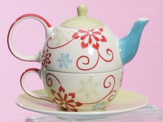 Stoneware tea for one set (snowflake)