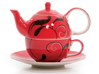 Stoneware tea for one set (red)