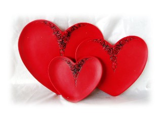 Terra Cotta Valentine Heart Candle Plate
