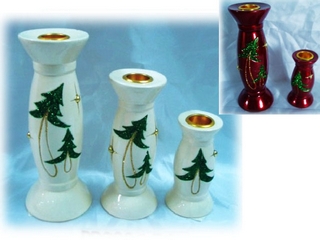Terra Cotta Christmas Tree Motif Candlestick