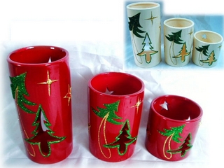Terra Cotta Christmas Tree Motif Candleholder