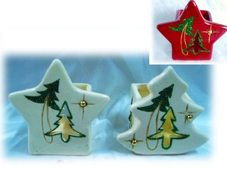 Terra Cotta Christmas Tree Motif Candleholder