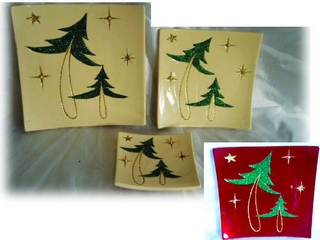 Terra Cotta Christmas Tree Motif Candle Plate