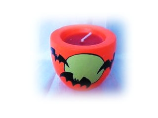 Terra Cotta Halloween Candleholder with Candle