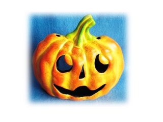 Terra Cotta Halloween Pumpkin Candleholder