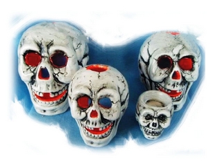 Terra Cotta Halloween Skull Candleholder